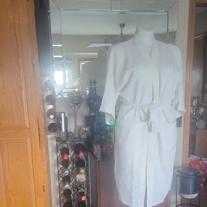 White Waffle Knit Robe . Lightweight.